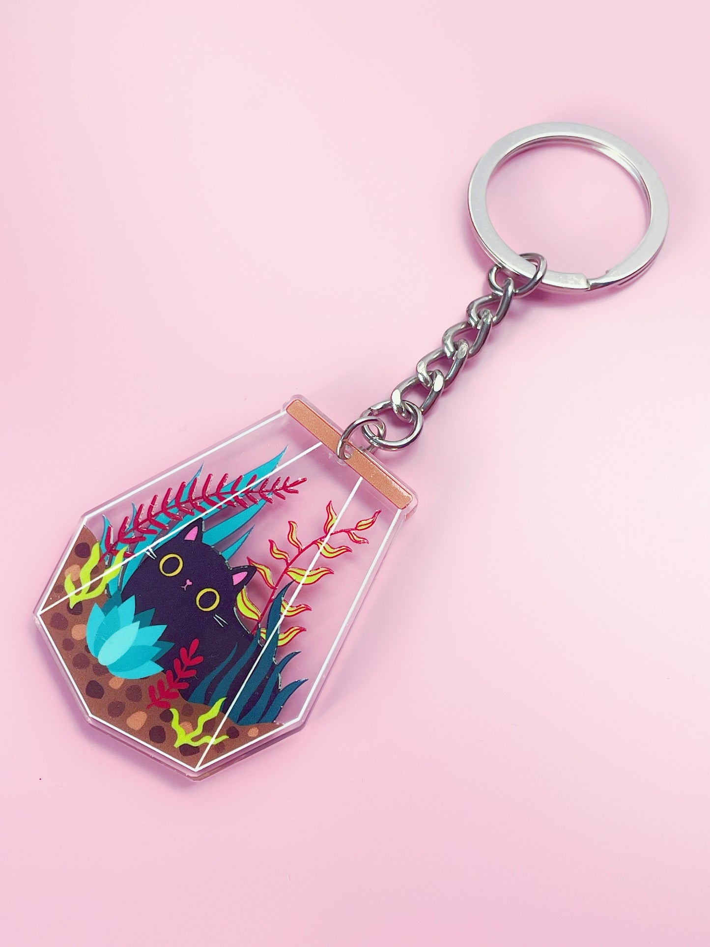 Cute Terrarium Cat Keychain