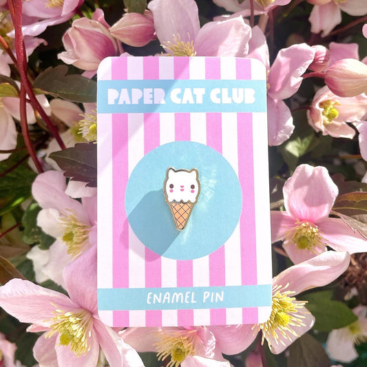Kawaii Cat Ice Cream Enamel Pin – Cute Mini Pin for Cat Lovers 🍦🐱