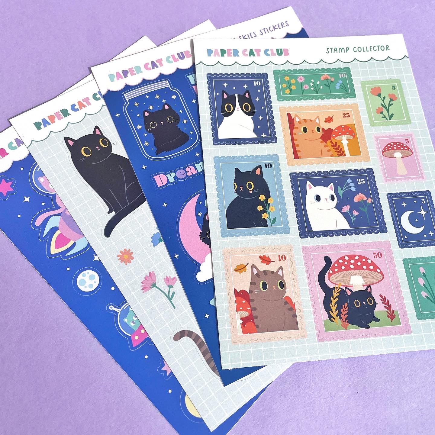 Cute Cat Stamp Stickers - A6 Size Sticker Sheet for Journaling & Scrapbooking | Kawaii, Animal Stickers for Bullet Journals & Planners