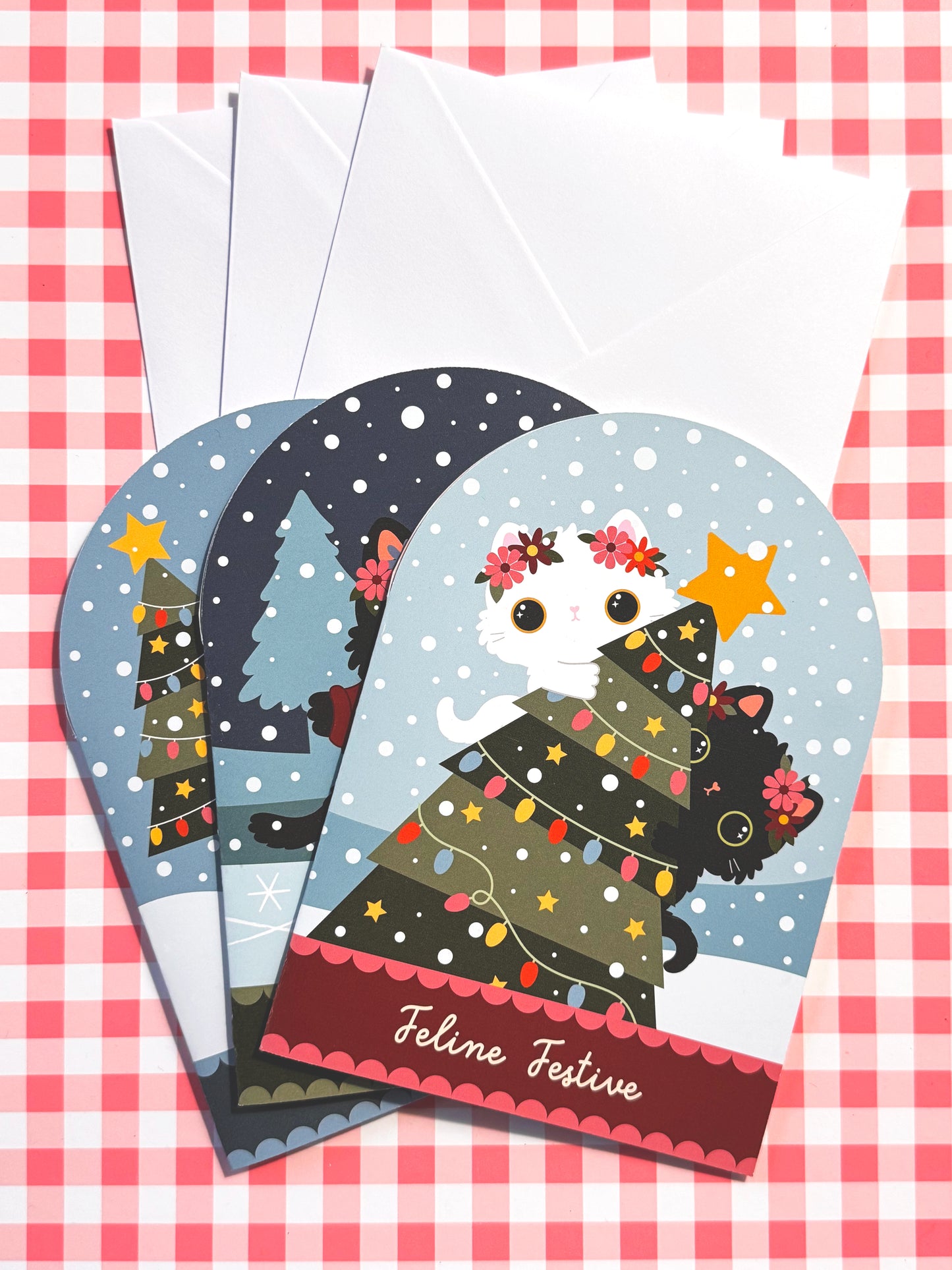 Cute Cat Christmas Cards - Snowglobe - 3 Different designs