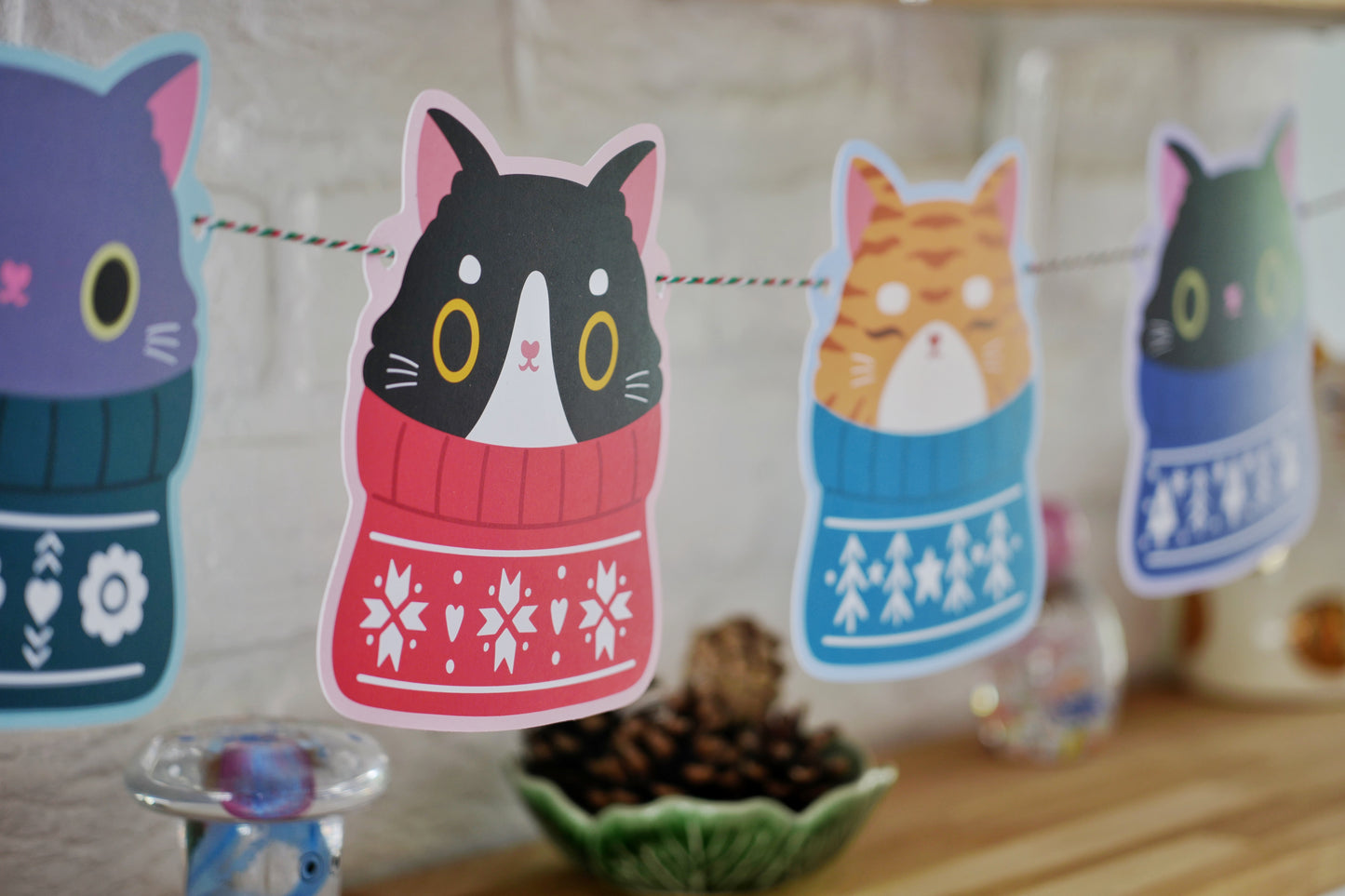 Cozy Cats Christmas Bunting – Cute Cat Garland Decoration