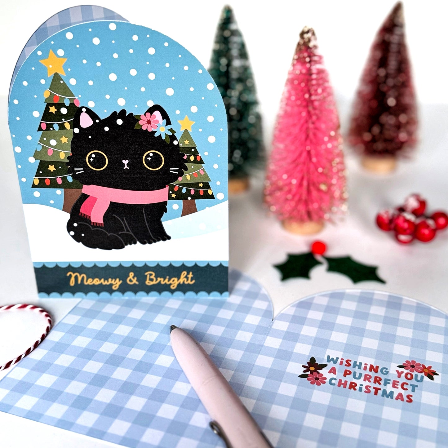Cute Cat Christmas Cards - Snowglobe - 3 Different designs