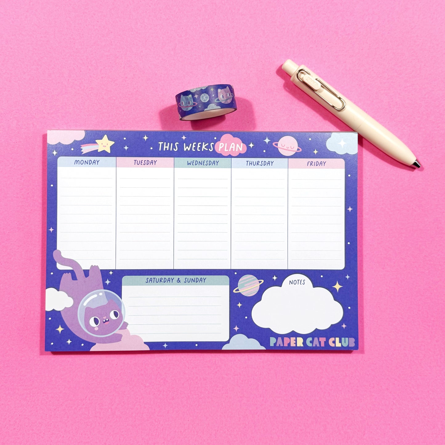 Cute Cat Weekly Planner – Kawaii A5 Organiser for Cat Lovers & Stationery Fans