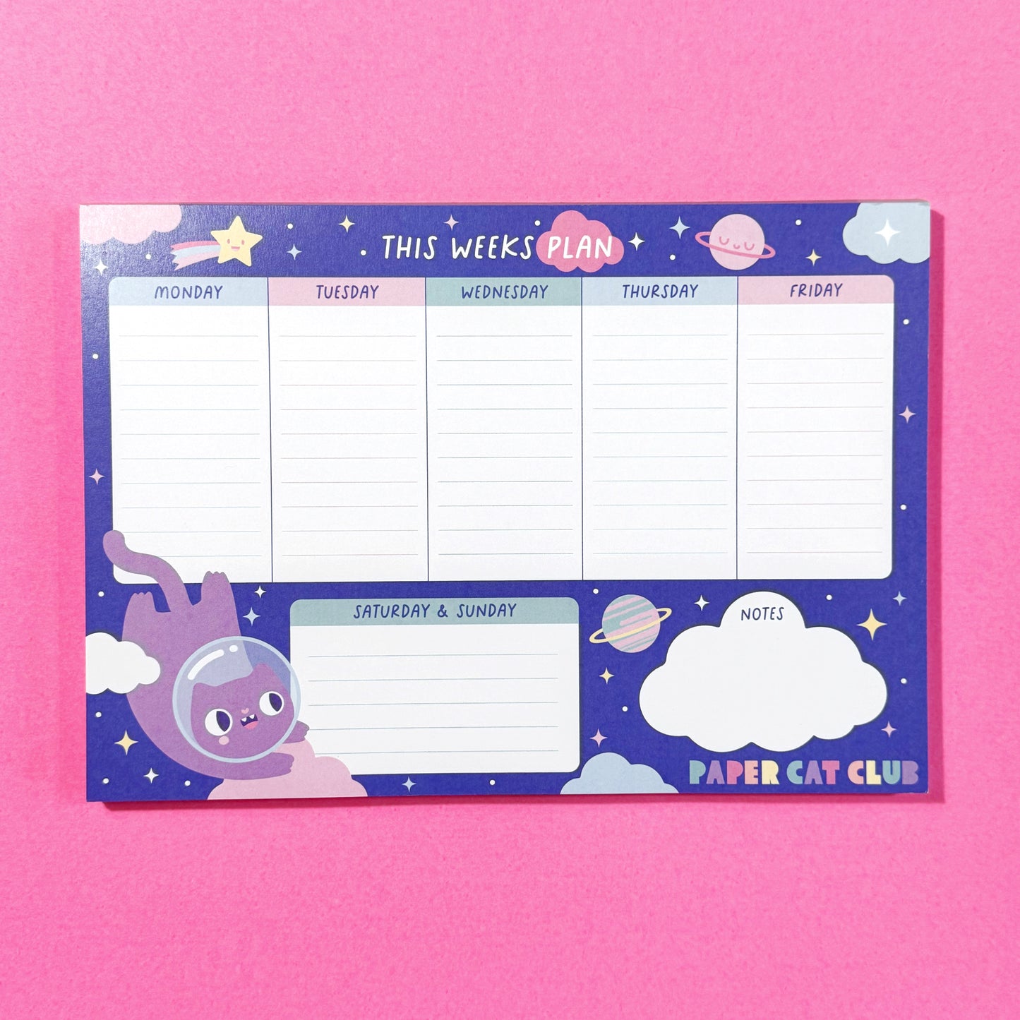 Cute Cat Weekly Planner – Kawaii A5 Organiser for Cat Lovers & Stationery Fans