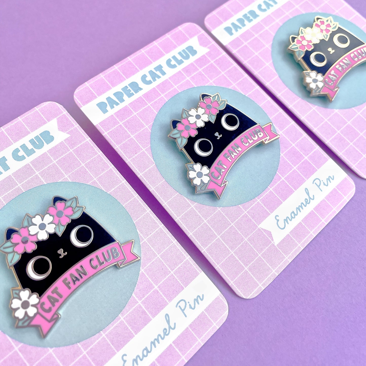 Black Cat Fan Club Enamel Pin Badge, hard enamel pin - super kawaii cute pin badge