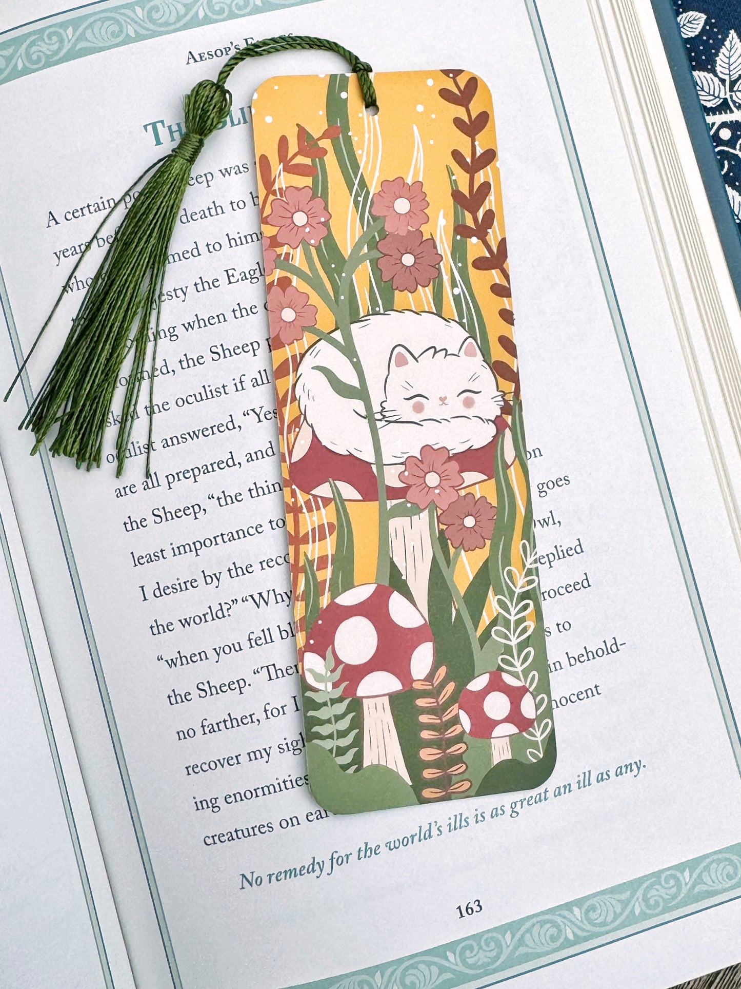 Autumn Wonderland Bookmark - Cute Cat Bookmark - Autumn Toadstool Kitty, Whimsical bookmark