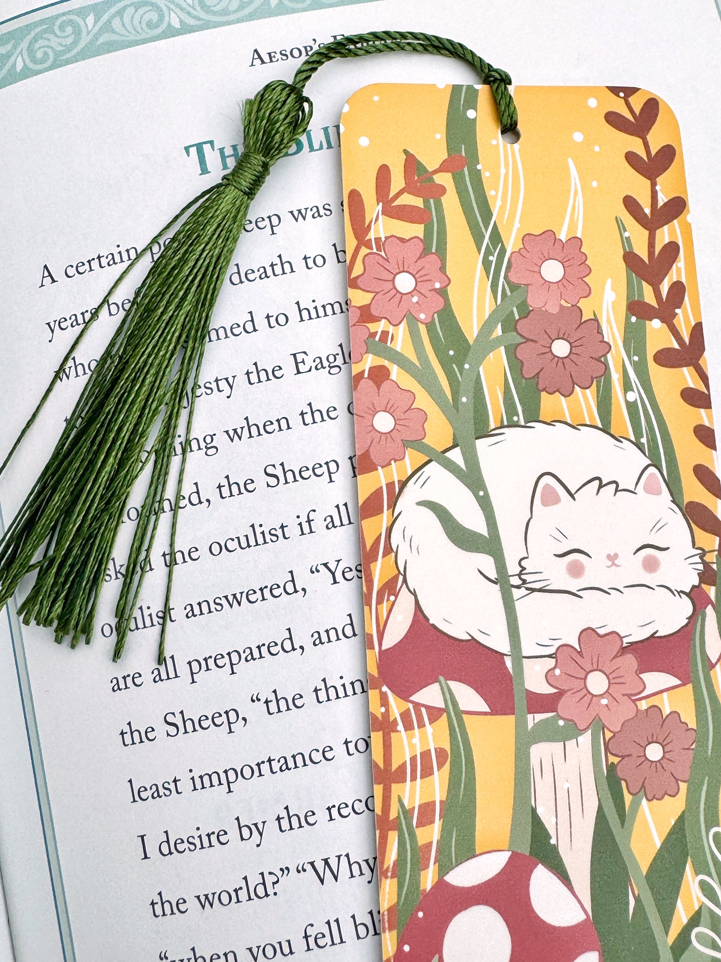 Autumn Wonderland Bookmark - Cute Cat Bookmark - Autumn Toadstool Kitty, Whimsical bookmark