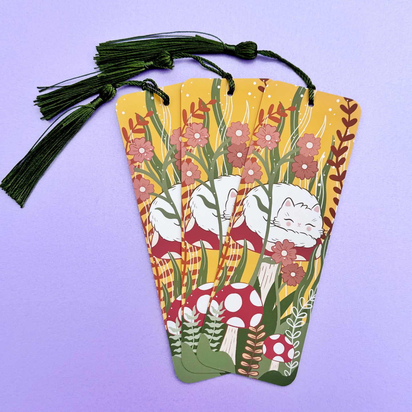 Autumn Wonderland Bookmark - Cute Cat Bookmark - Autumn Toadstool Kitty, Whimsical bookmark