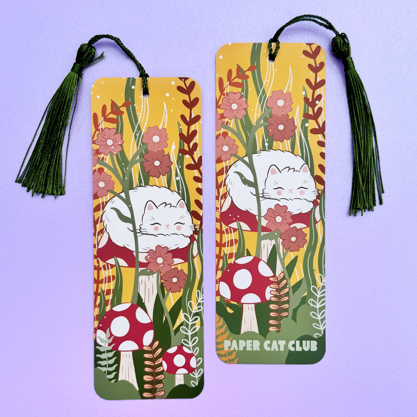 Autumn Wonderland Bookmark - Cute Cat Bookmark - Autumn Toadstool Kitty, Whimsical bookmark