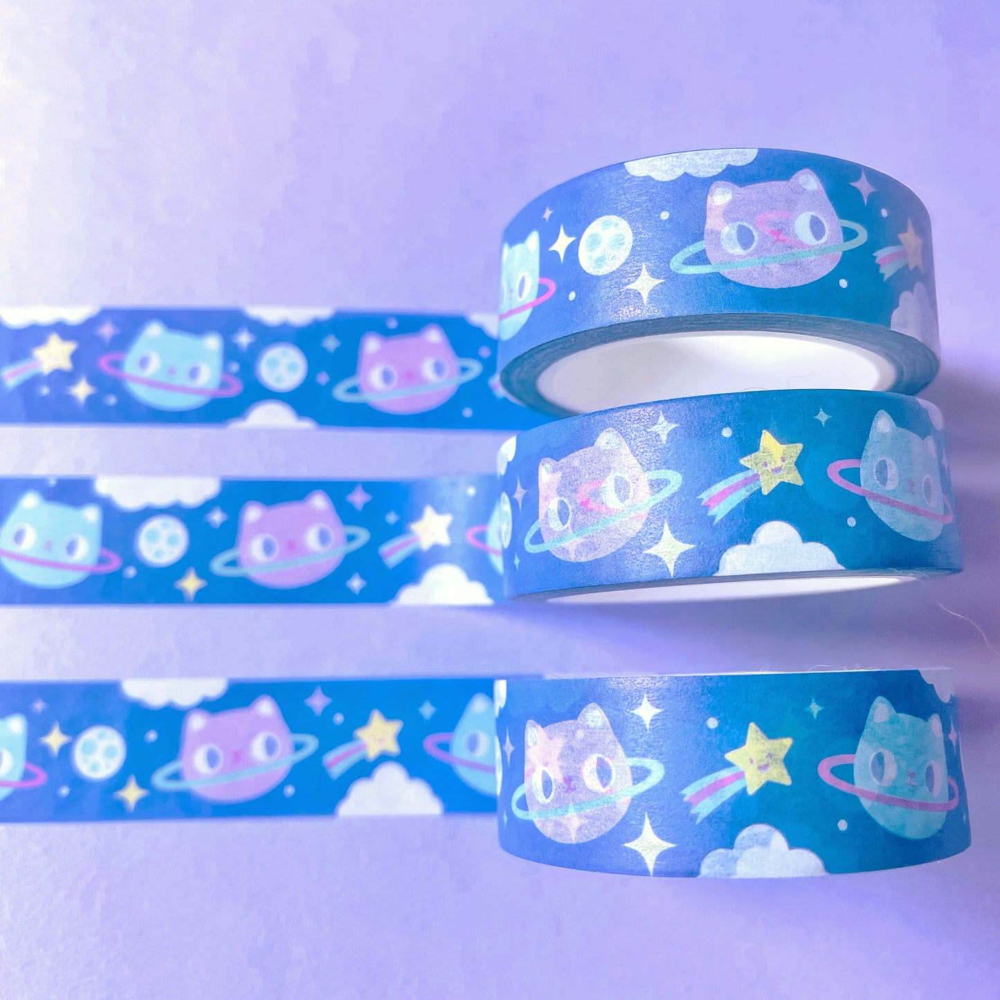 Space Cats Kawaii Washi Tape – Cute Stationery for Bullet Journaling & Scrapbooking