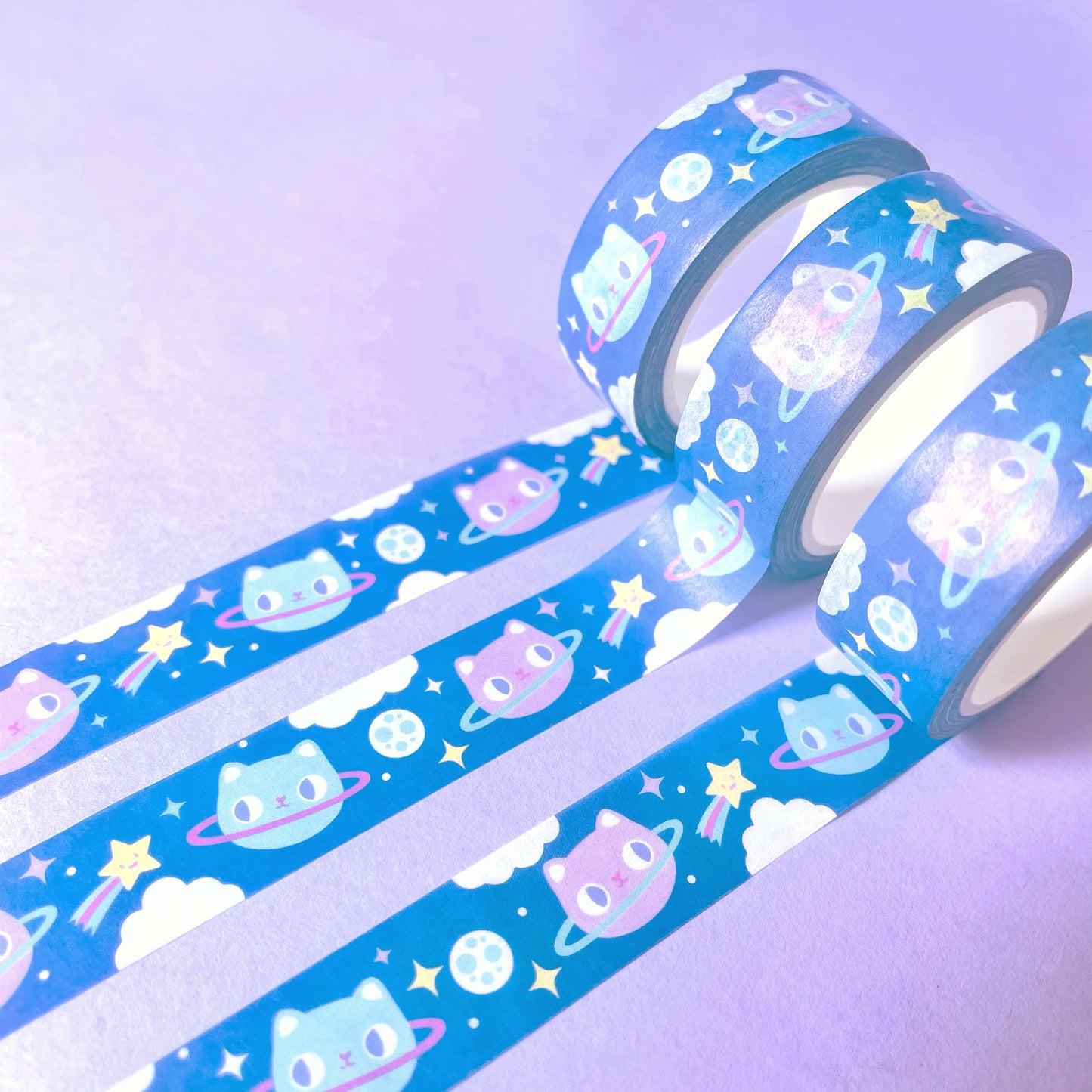 Space Cats Kawaii Washi Tape – Cute Stationery for Bullet Journaling & Scrapbooking