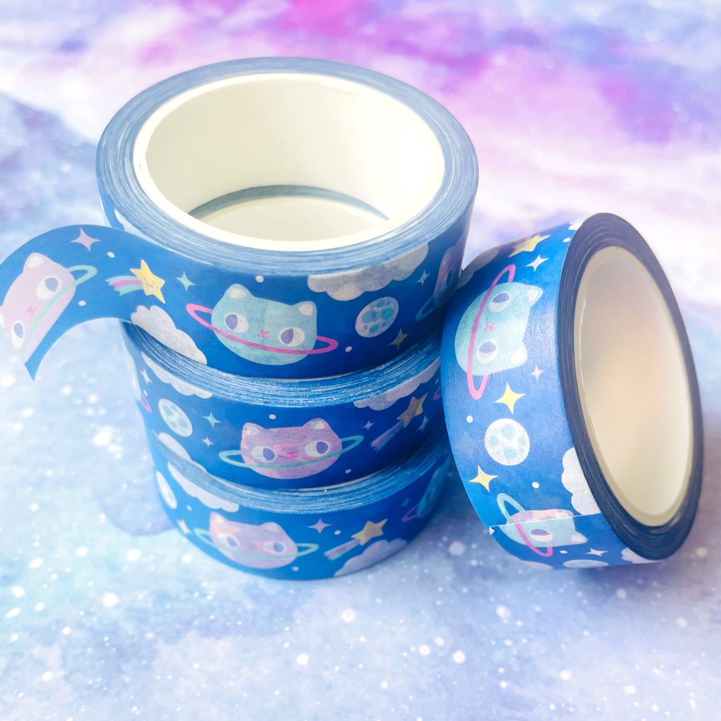 Space Cats Kawaii Washi Tape – Cute Stationery for Bullet Journaling & Scrapbooking