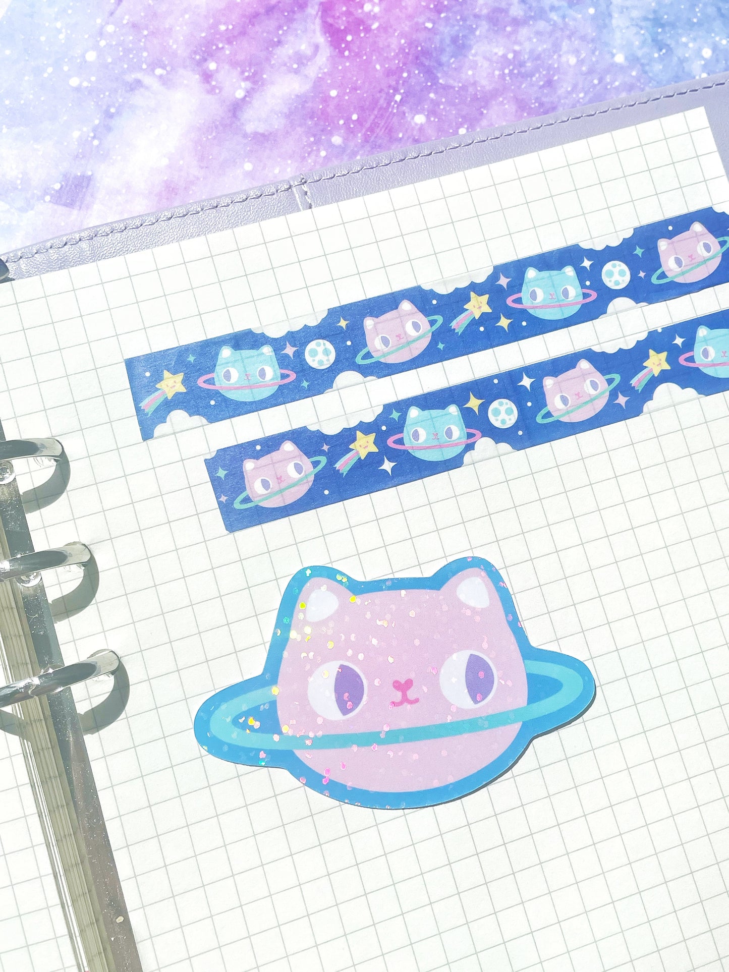 Space Cats Kawaii Washi Tape – Cute Stationery for Bullet Journaling & Scrapbooking