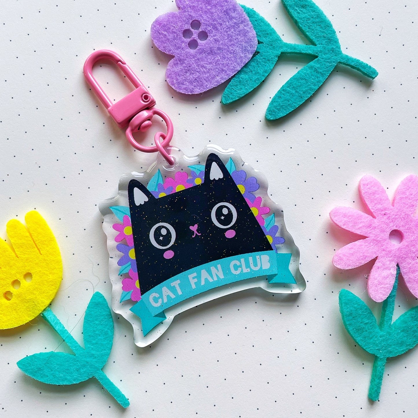 Cute Cat Fan Club Keychain