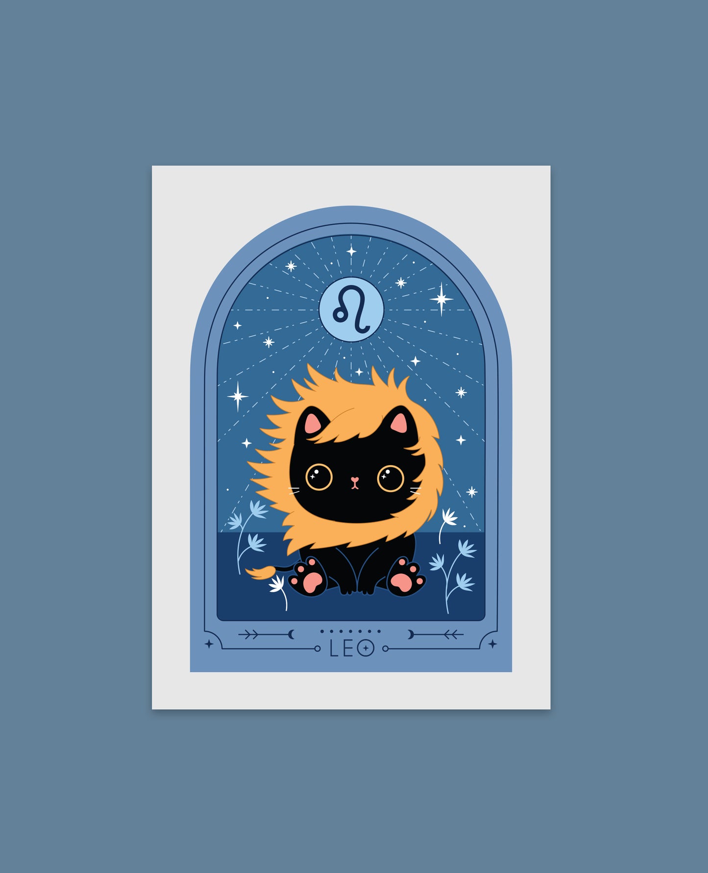 Leo Cat Zodiac Art Print – Cute Black Cat | Leo Astrology Art, Leo Birthday Gift, Cat Star Sign Art