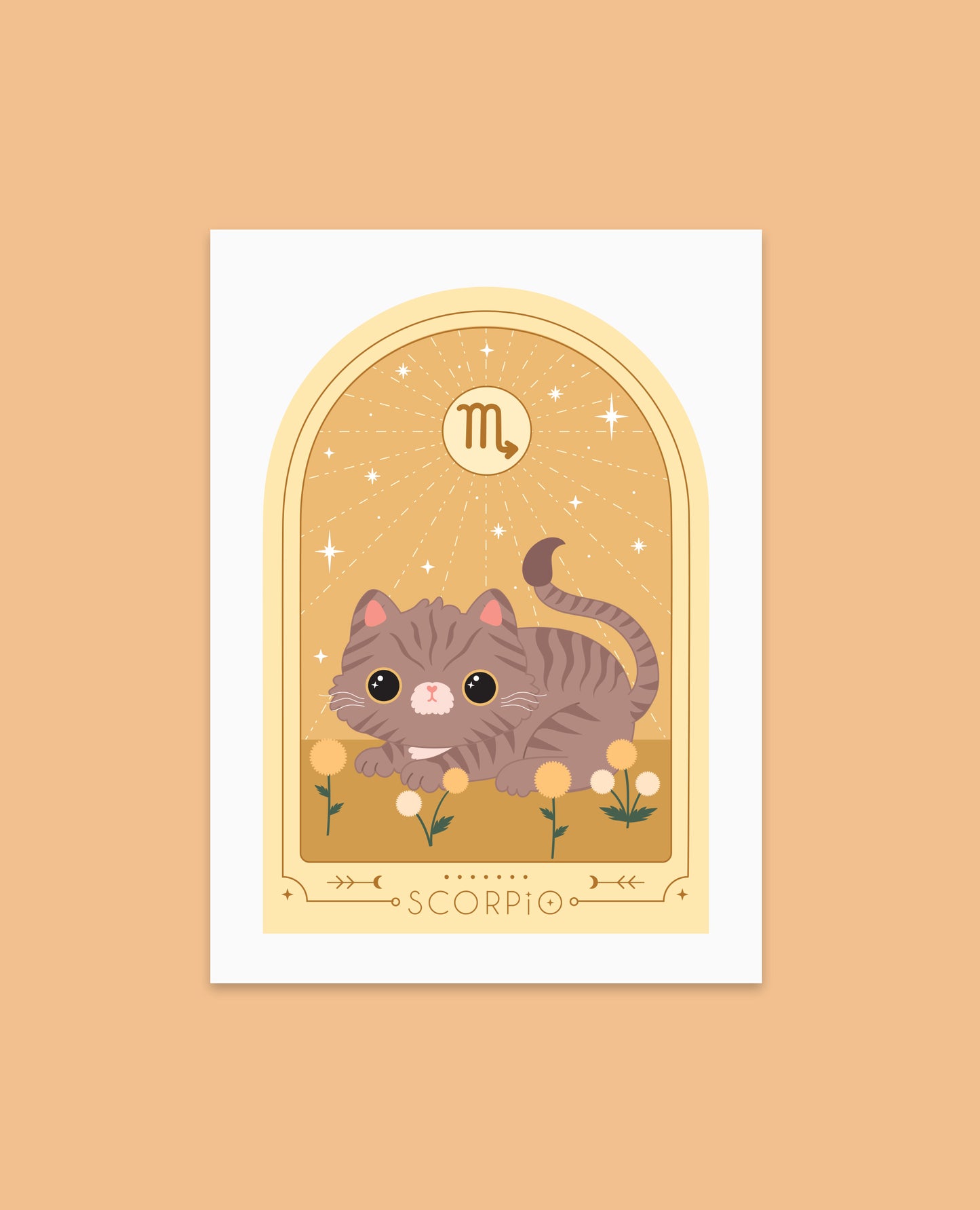 Scorpio Cat Zodiac Art Print – Astrology Art Perfect Scorpio Birthday Gift, Cat Star Sign Print for Cat Lovers