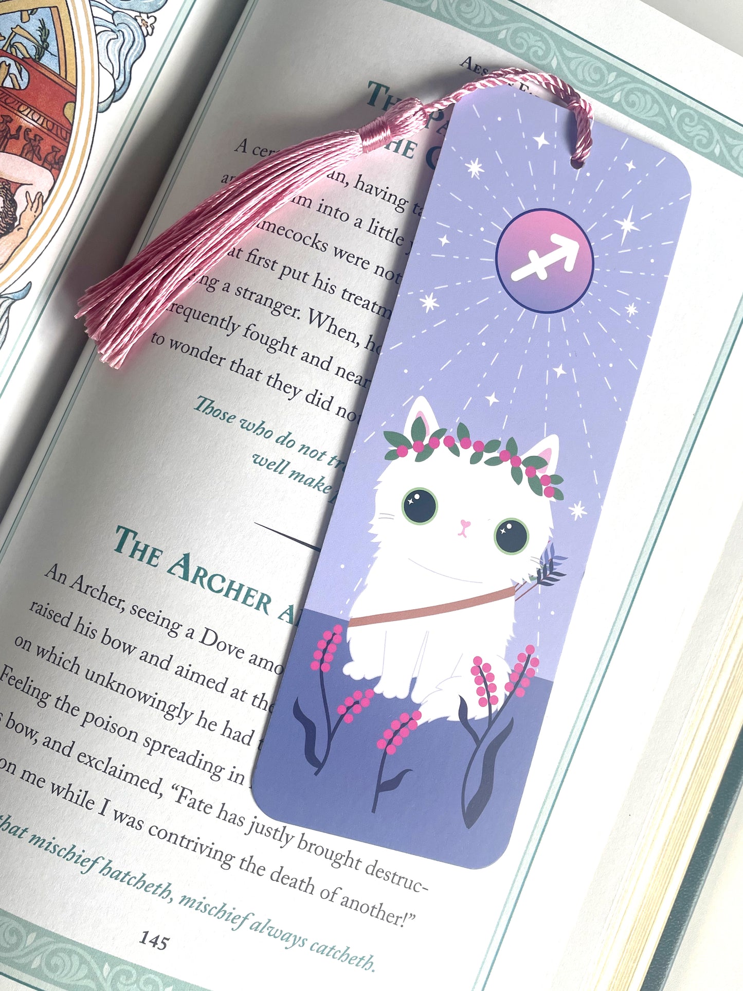 Zodiac Cat Sagittarius Star Sign Bookmark - cute astrology bookmark