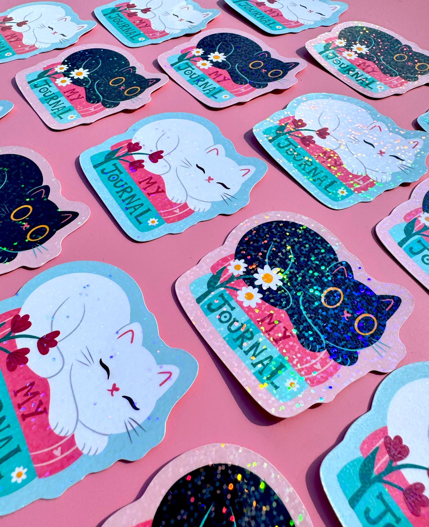 Cute kawaii sparkle cat sticker - My Journal sticker