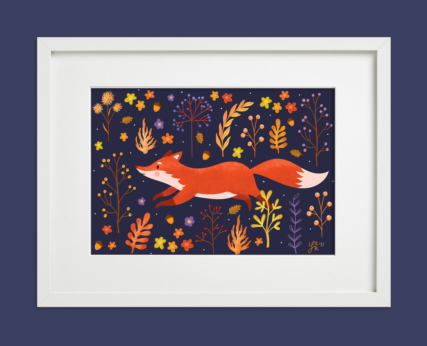 Autumn Fox Art Print – Fall Woodland Decor, Cozy Autumn Print