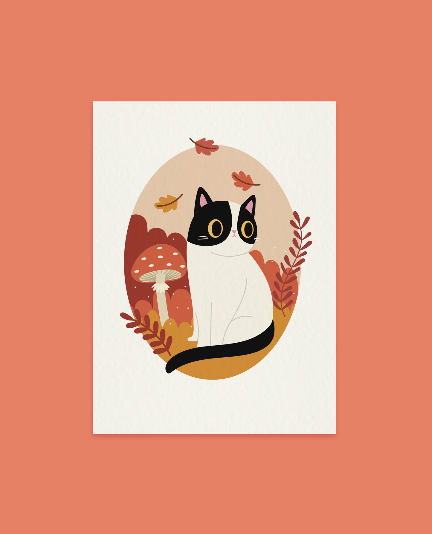 Wildflower Autumn Cat Art print - Choose your cat