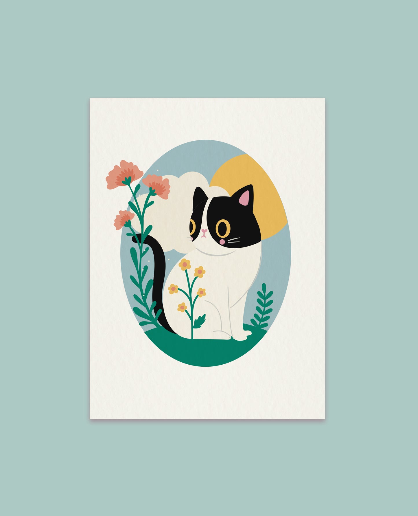 Wildflower Spring Cat Art print - Choose your cat