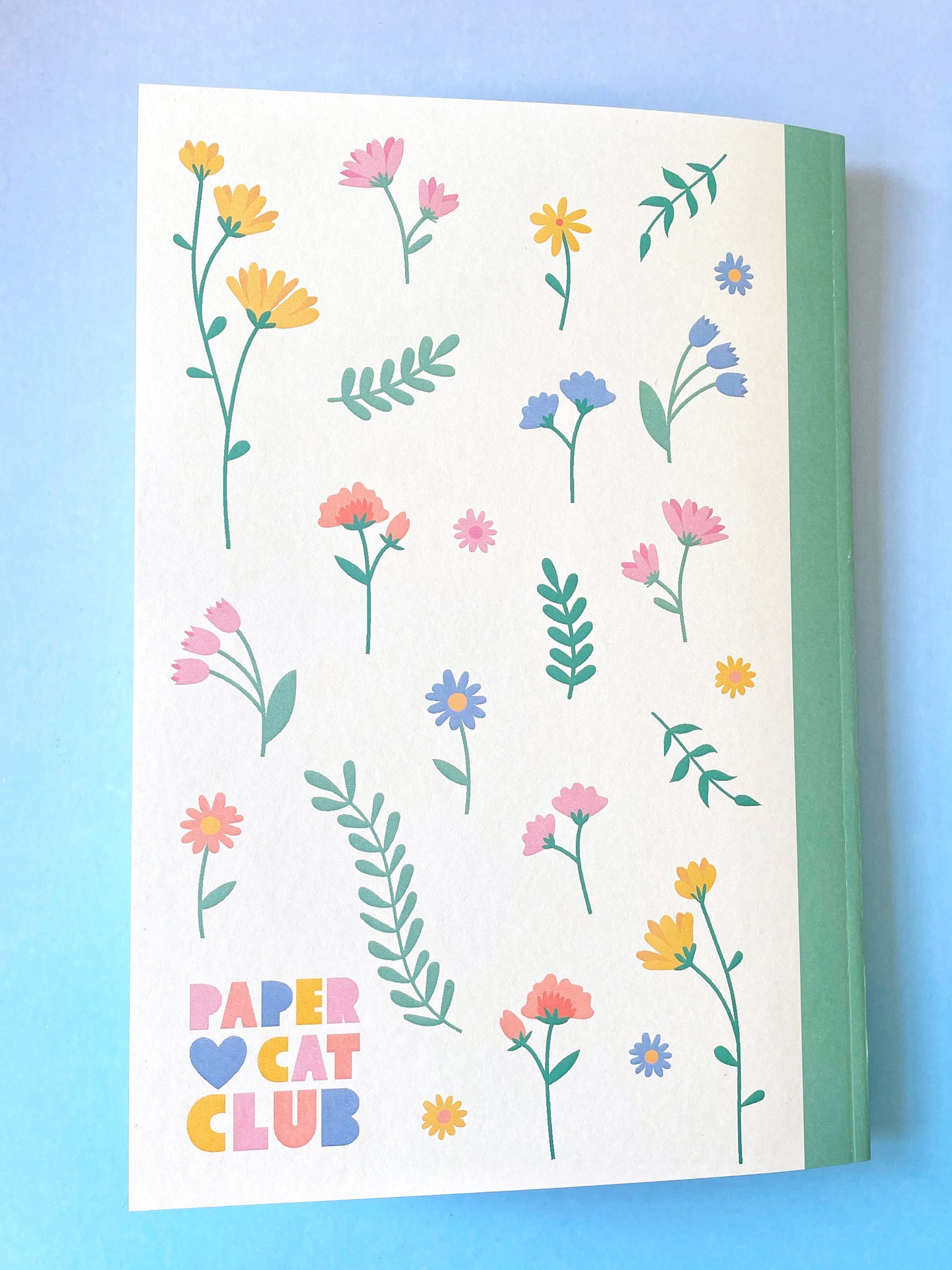 Eco-Friendly Wildflower A5 Notebook with Black Cat Illustration – Recycled Stationery for Cat Lovers