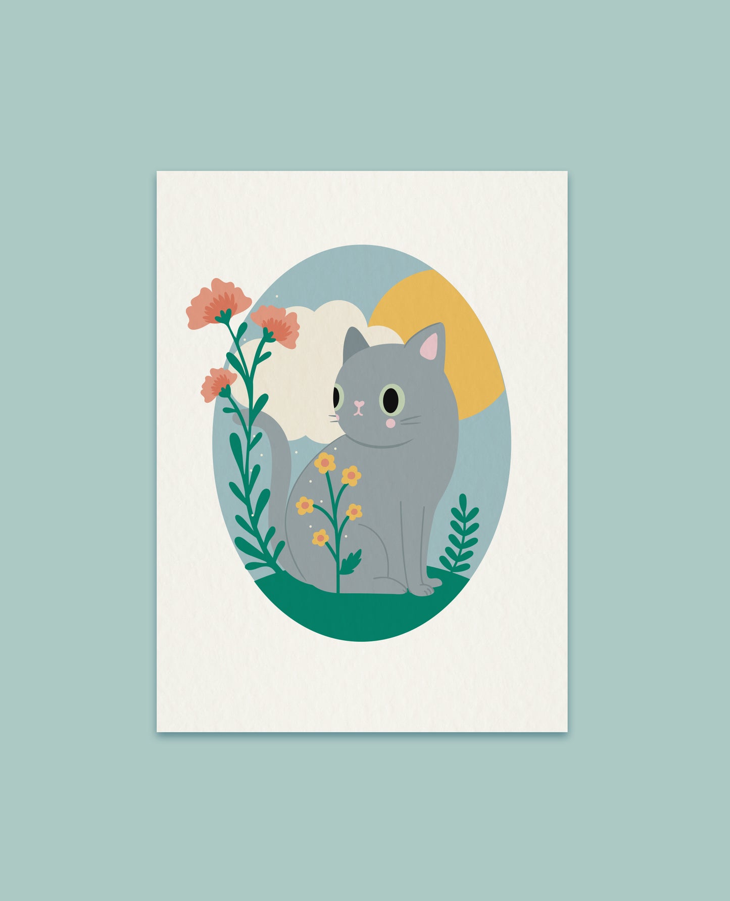 Wildflower Spring Cat Art print - Choose your cat