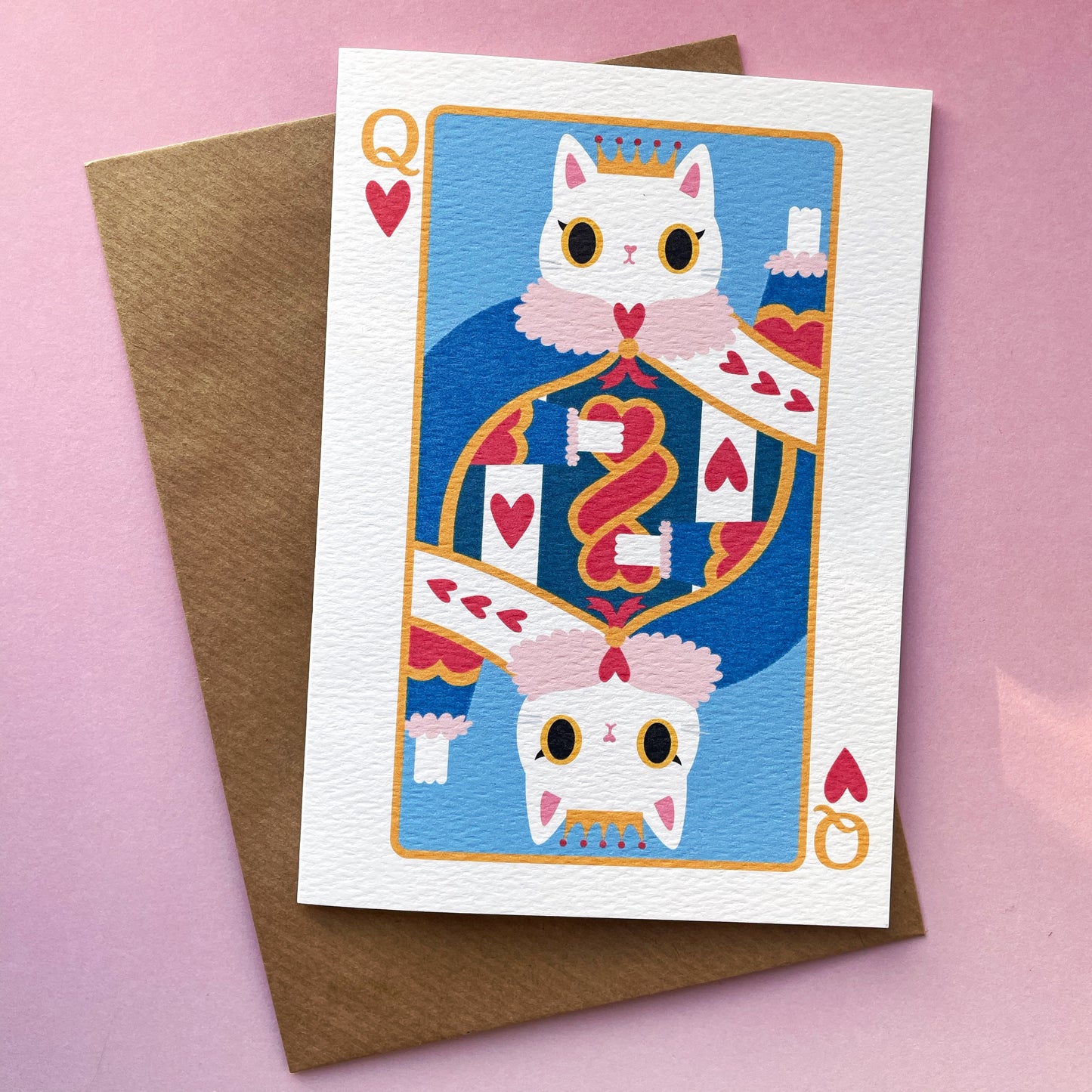 Queen of Hearts Cat Card - Cute Valentine’s/Anniversary Card for Cat Lovers