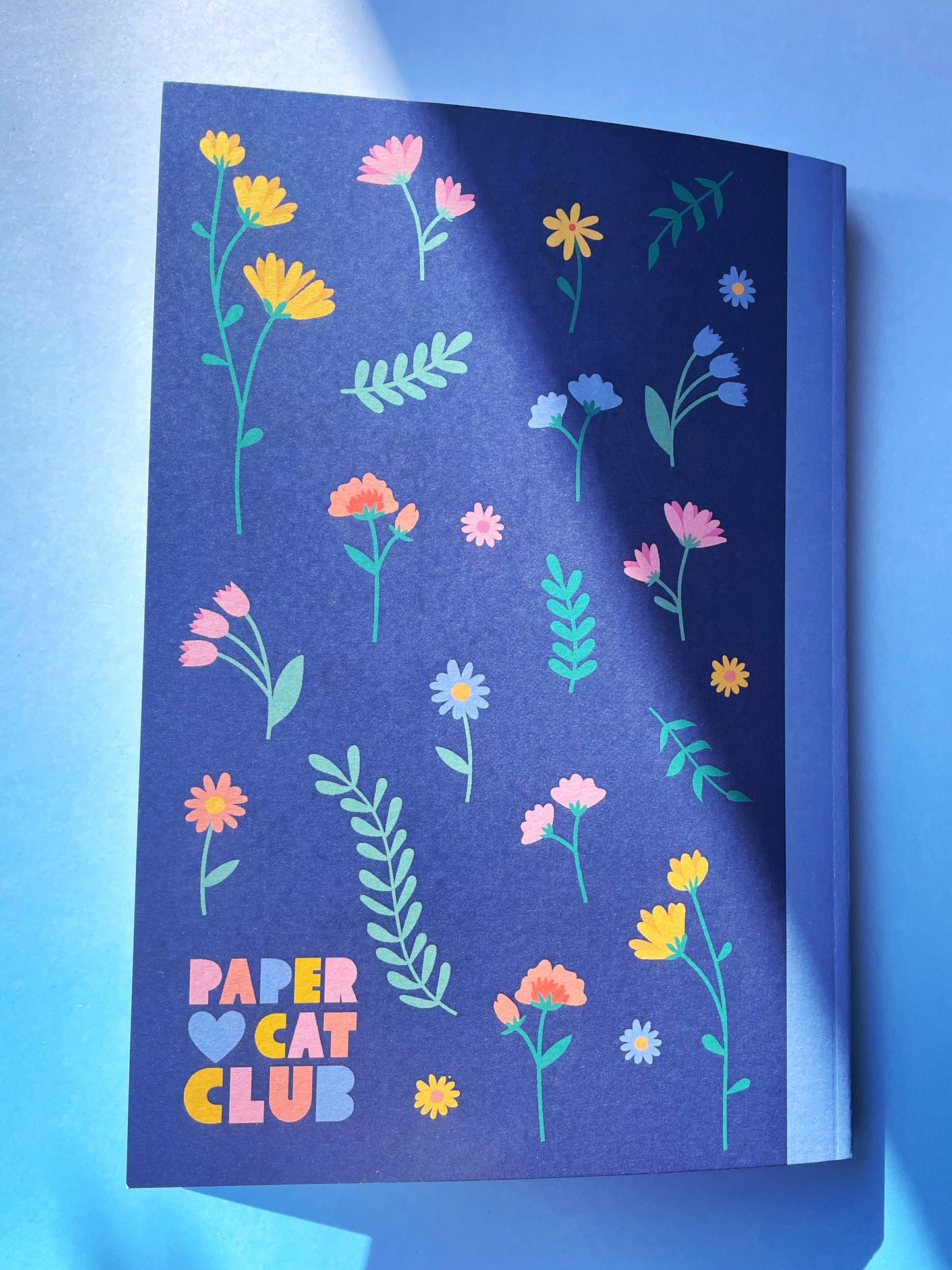 Eco-Friendly Wildflower A5 Notebook with White Cat Illustration – Cute Recycled Stationery for Cat Lovers