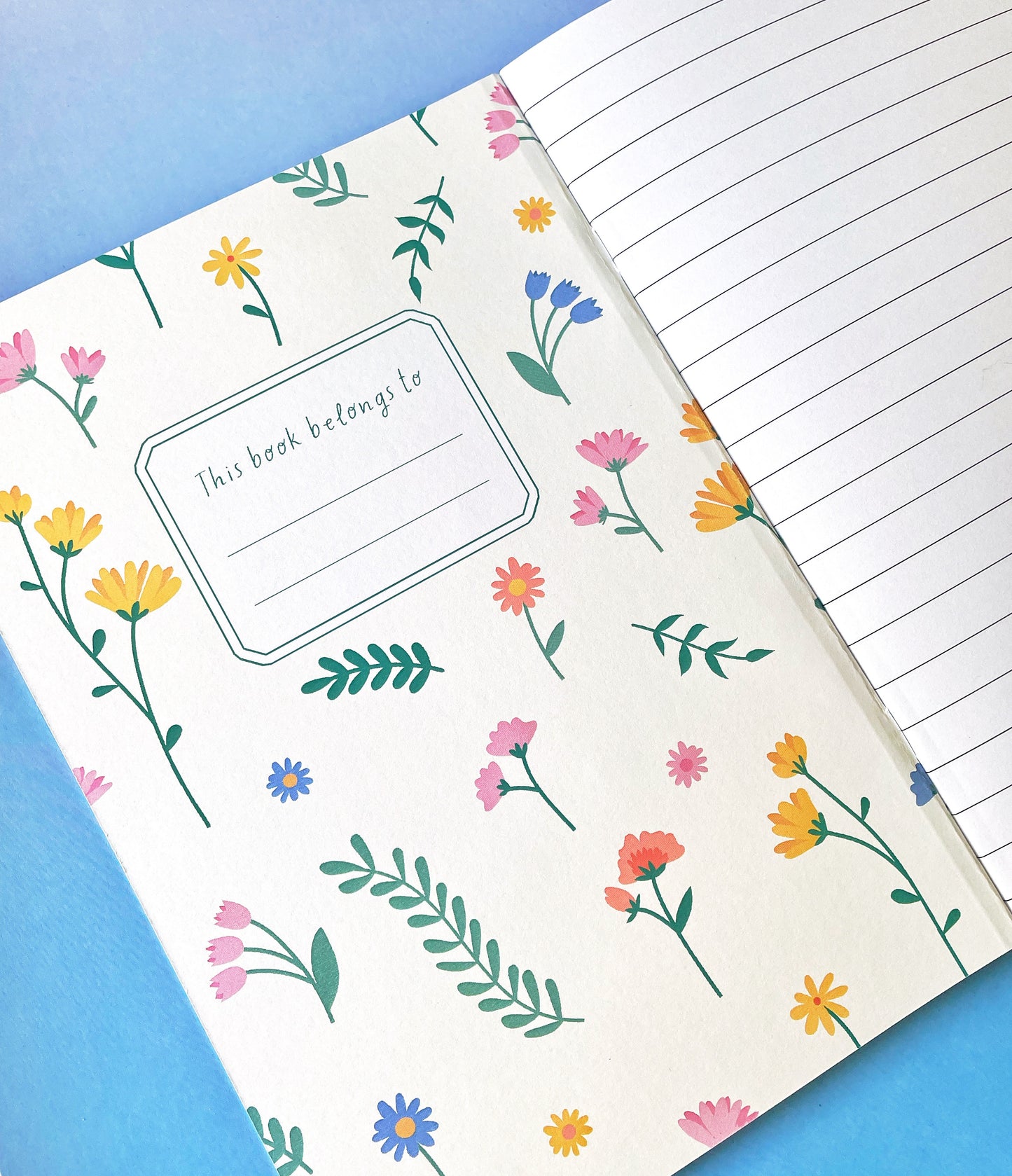 Eco-Friendly Wildflower A5 Notebook with Black Cat Illustration – Recycled Stationery for Cat Lovers