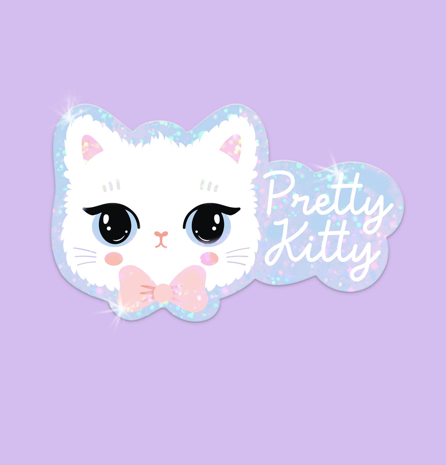 Pretty Kitty sparkly holographic vinyl sticker