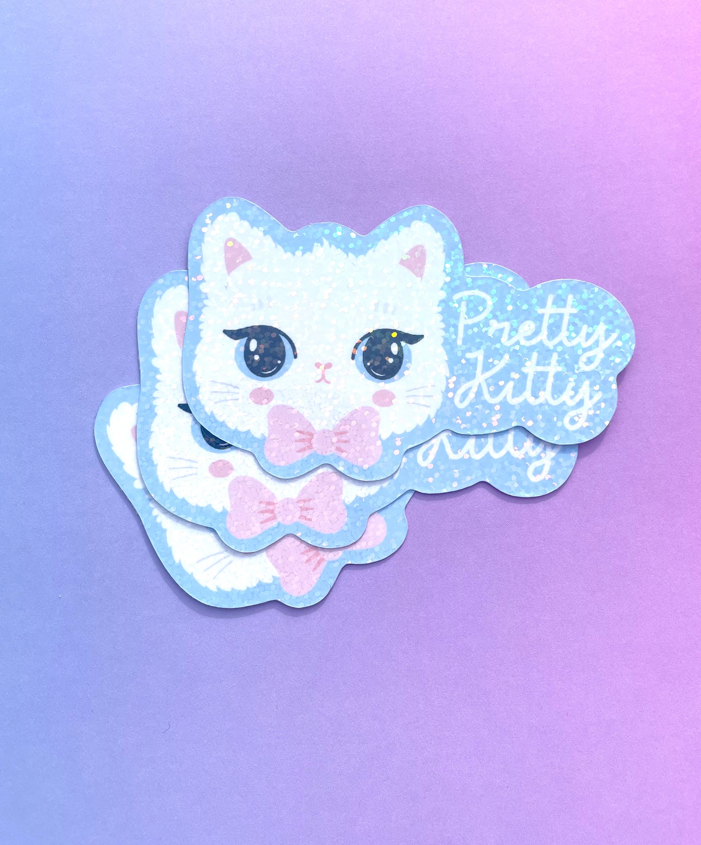 Pretty Kitty sparkly holographic vinyl sticker
