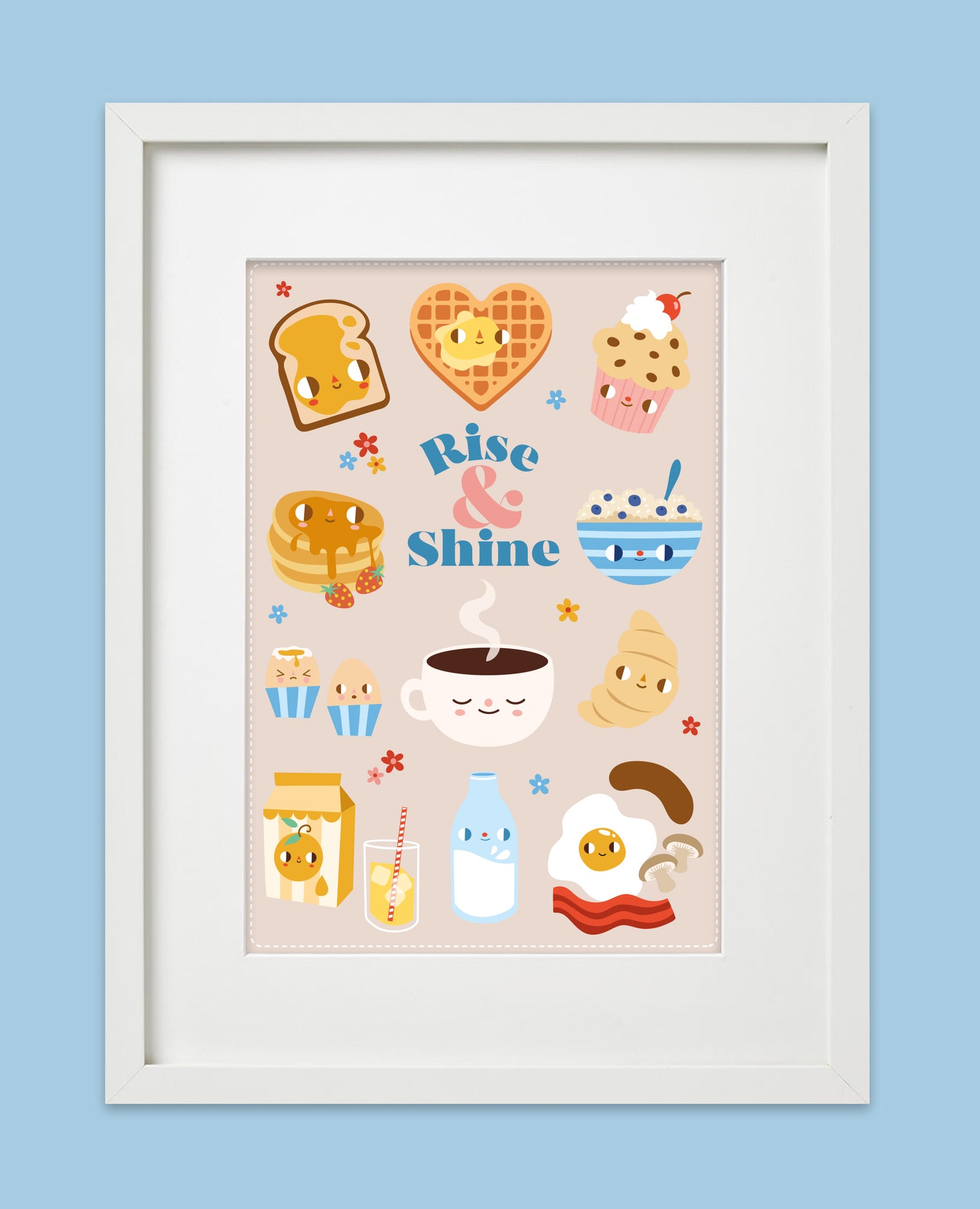 Rise and Shine breakfast art print - A4 or A5 kawaii illustration