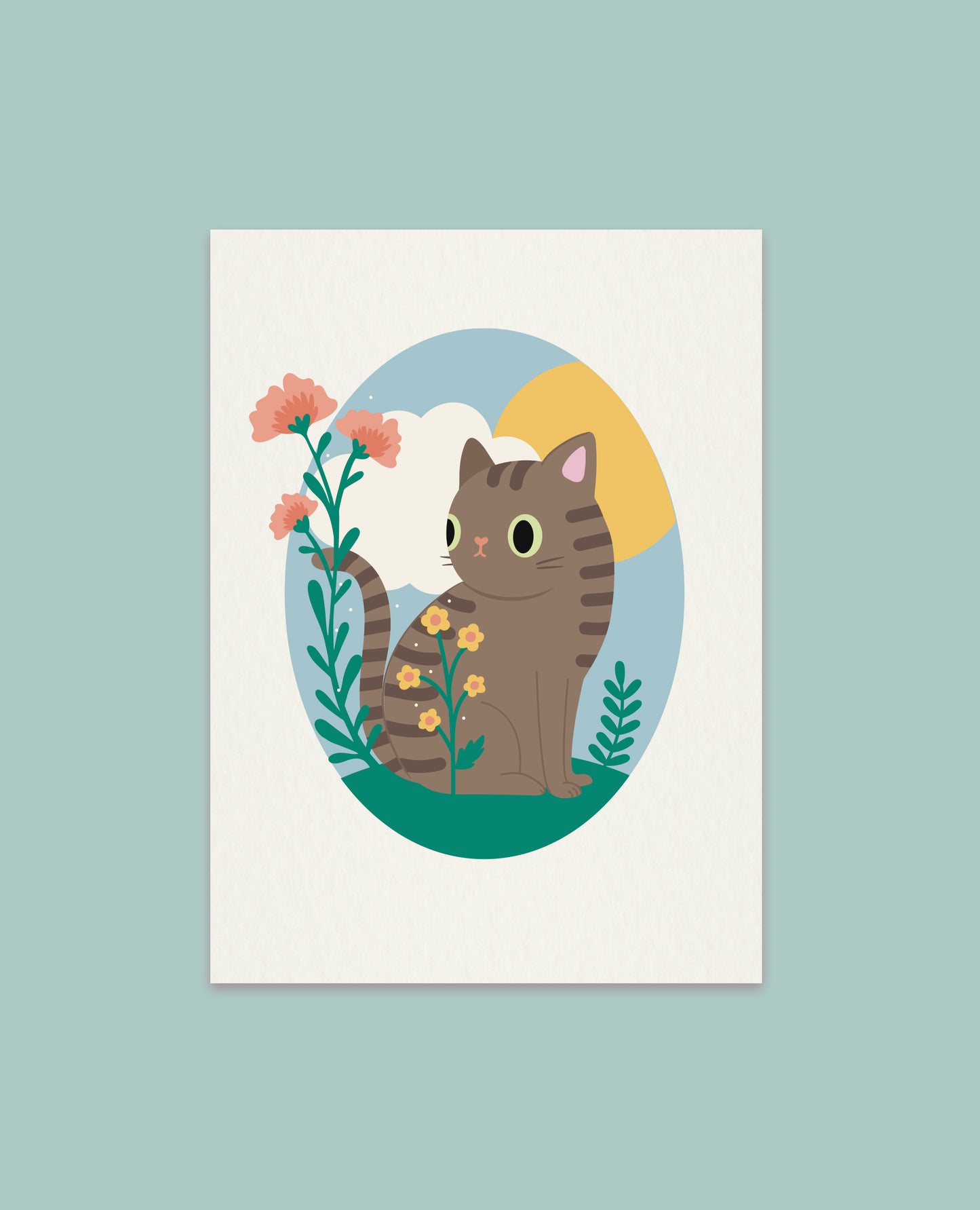 Wildflower Spring Cat Art print - Choose your cat