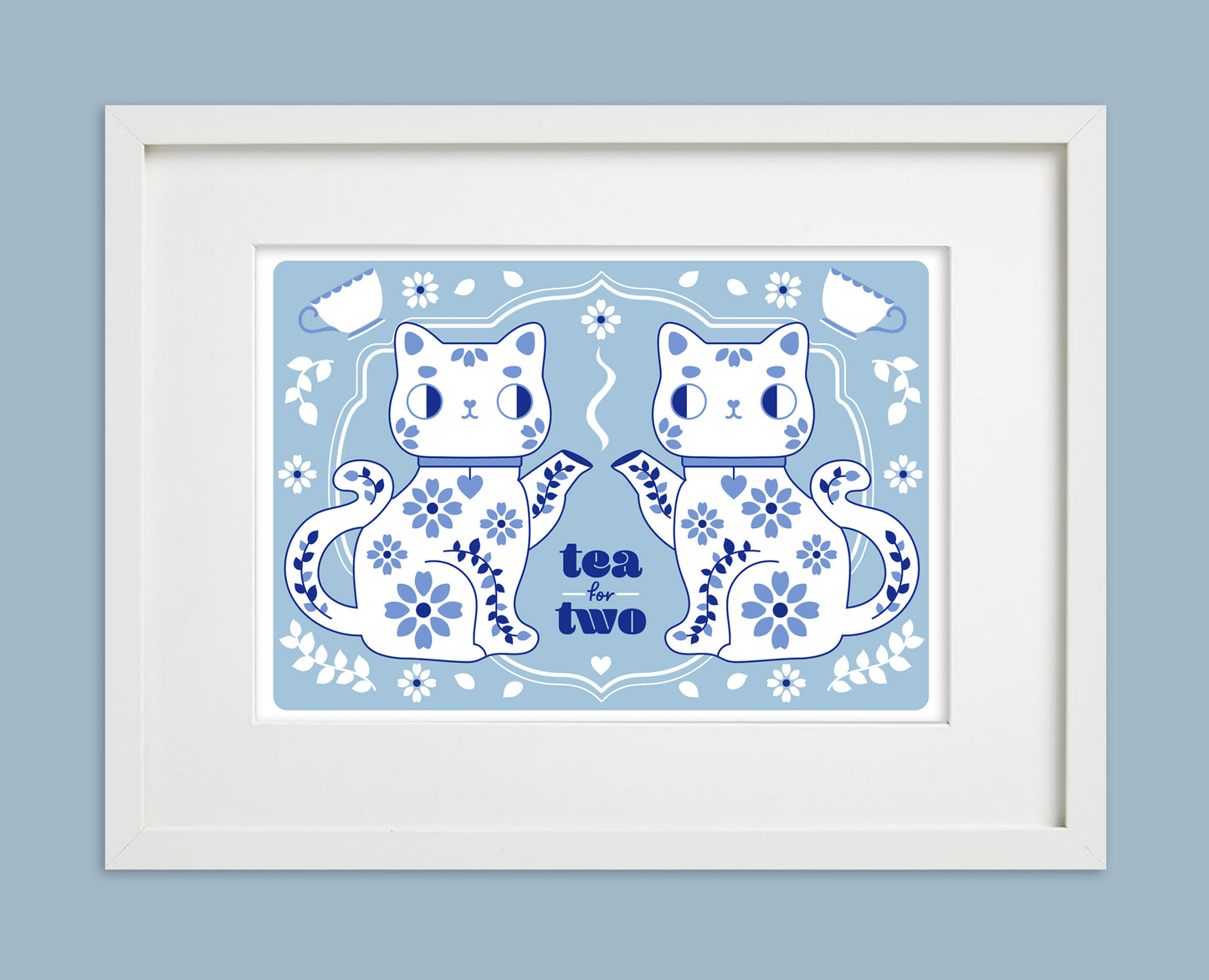 Tea for Two Cat teapot art print