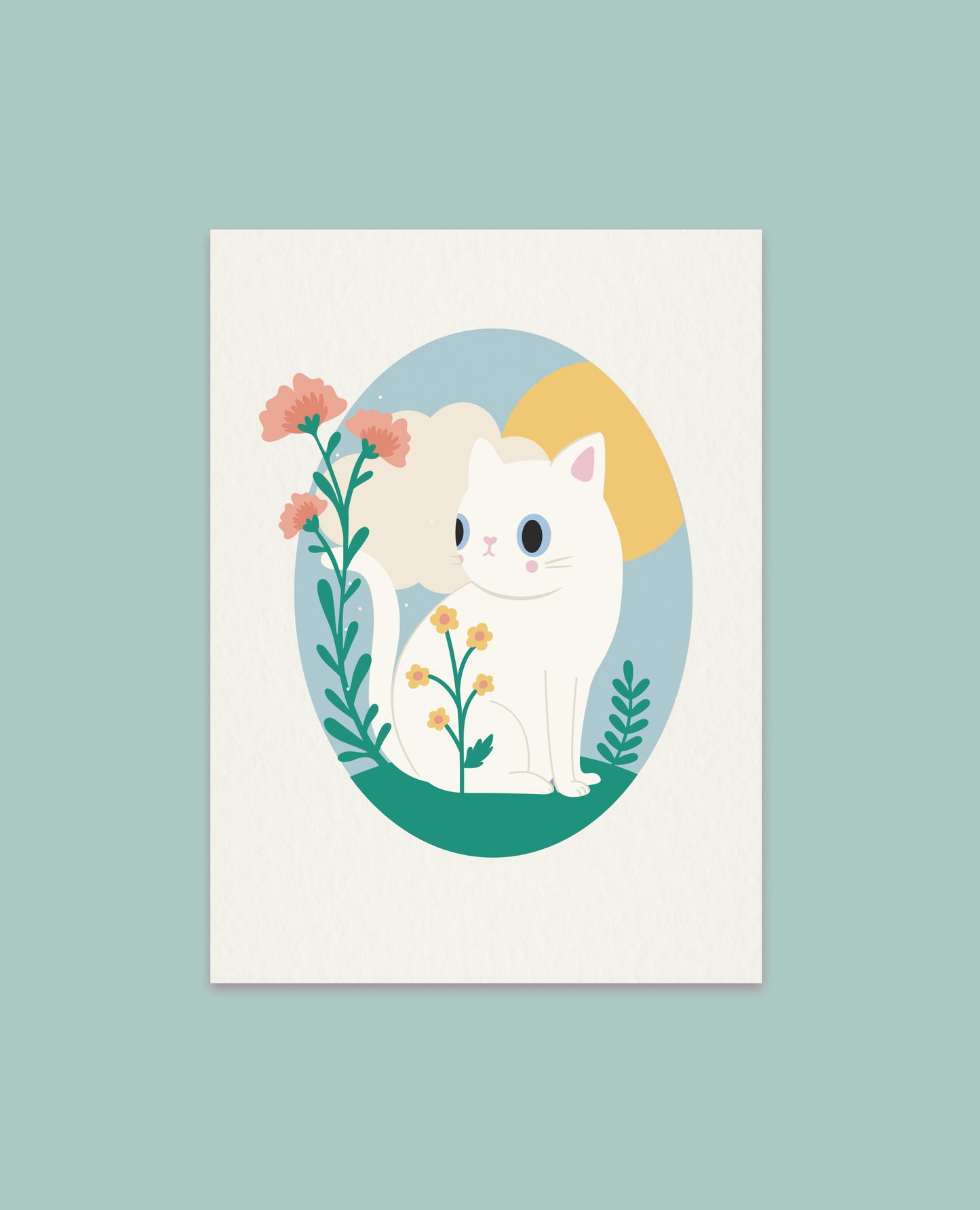 Wildflower Spring Cat Art print - Choose your cat