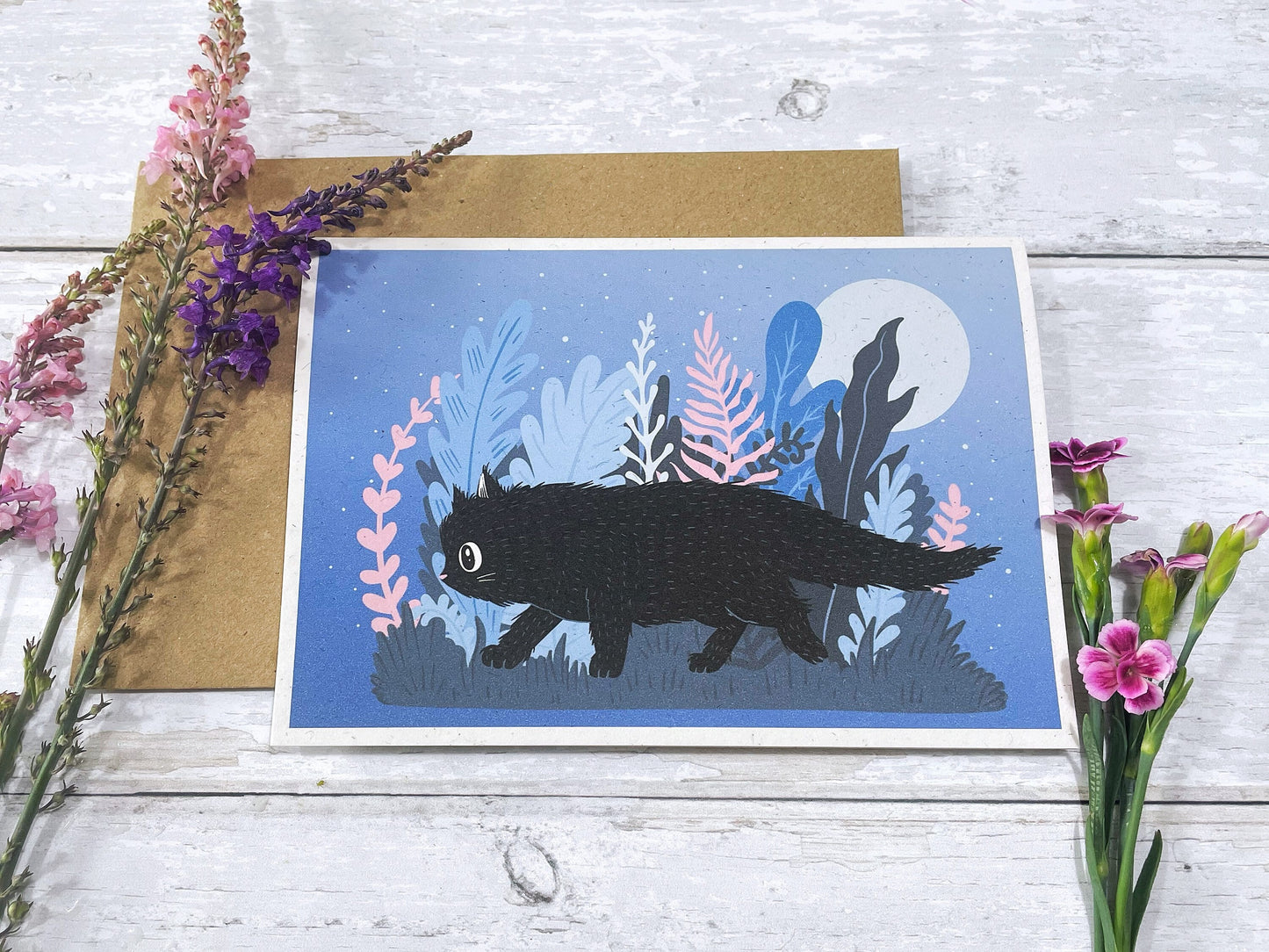 Black Cat Birthday Card – Cute Cat Art, Eco-Friendly Greeting Card for Cat Lovers