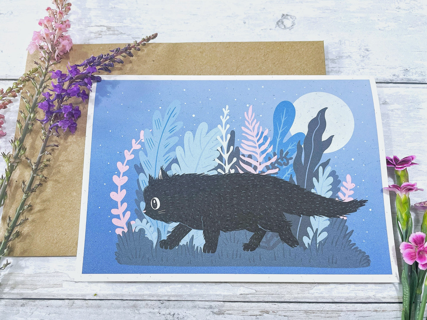 Black Cat Birthday Card – Cute Cat Art, Eco-Friendly Greeting Card for Cat Lovers