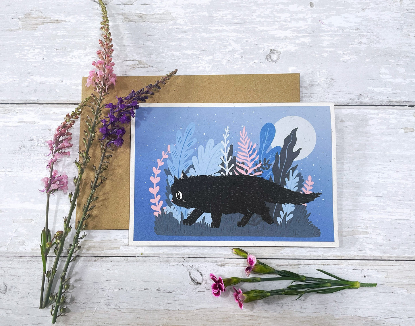 Black Cat Birthday Card – Cute Cat Art, Eco-Friendly Greeting Card for Cat Lovers