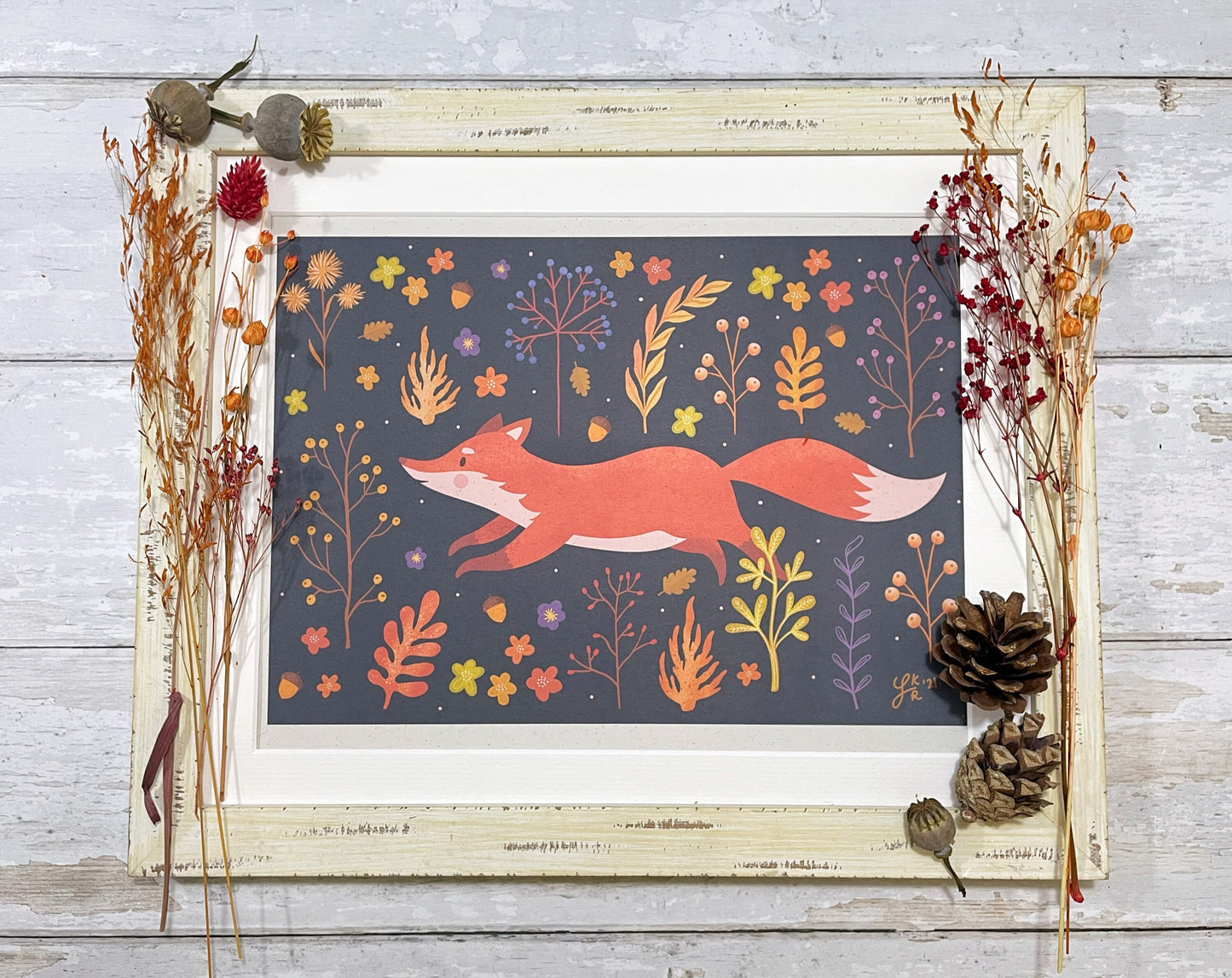 Autumn Fox Art Print – Fall Woodland Decor, Cozy Autumn Print