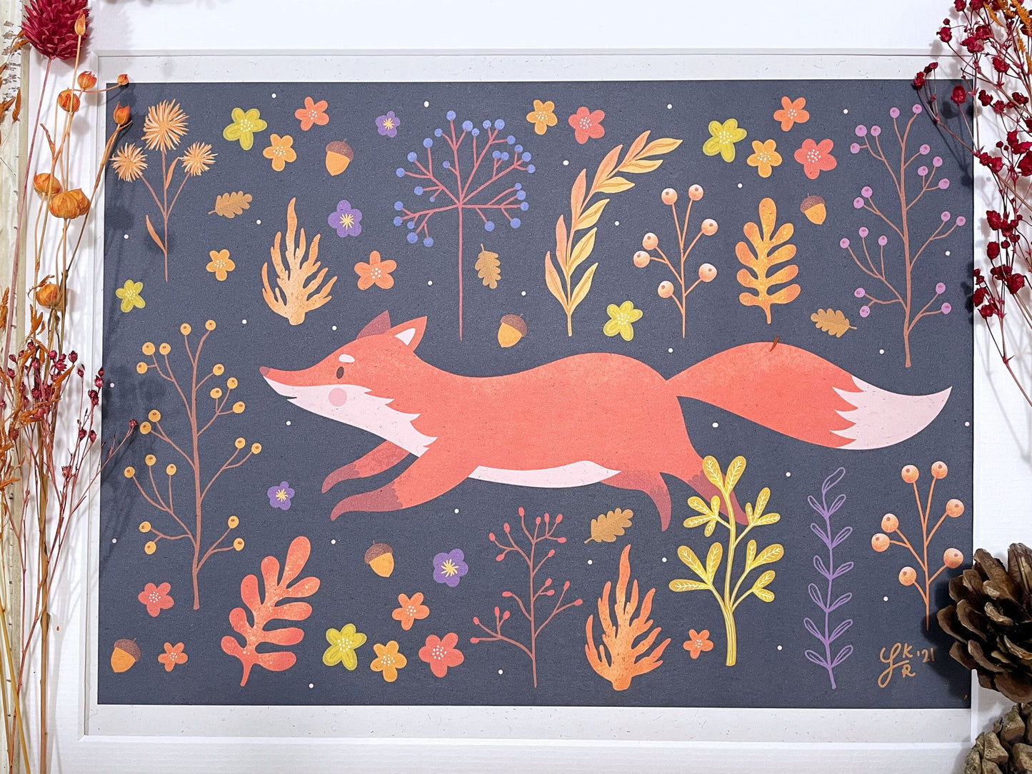 Autumn Fox Art Print – Fall Woodland Decor, Cozy Autumn Print