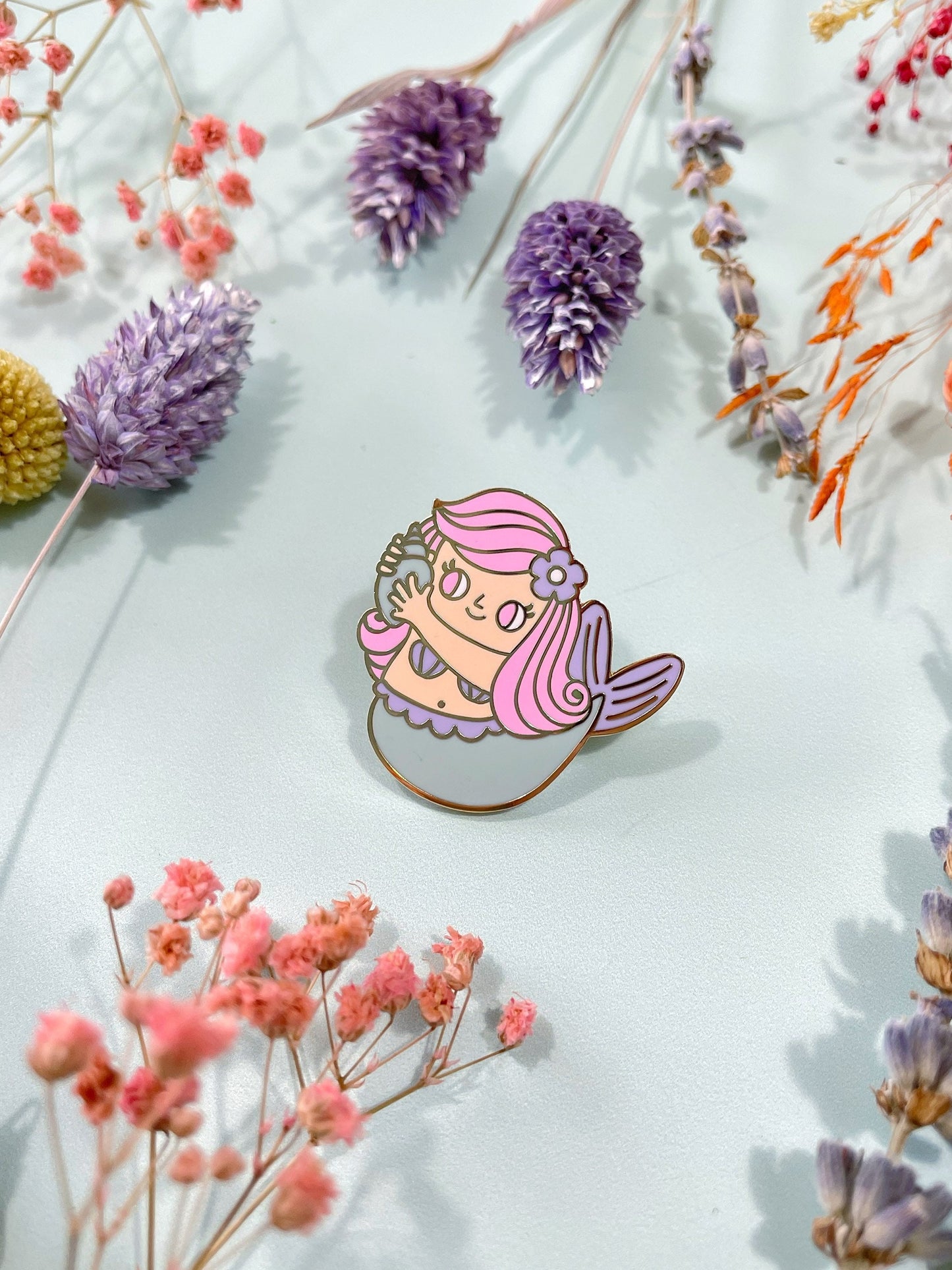 Cute mermaid enamel pin kawaii pin in hard enamel