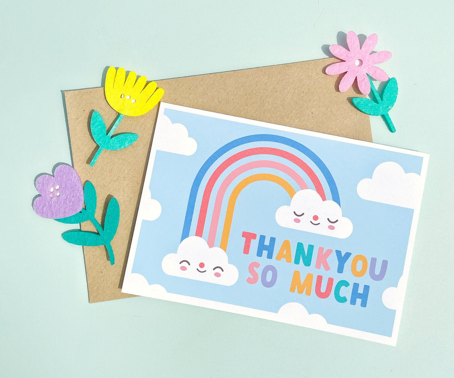 Thankyou Rainbow card- cute and kawaii greeting card