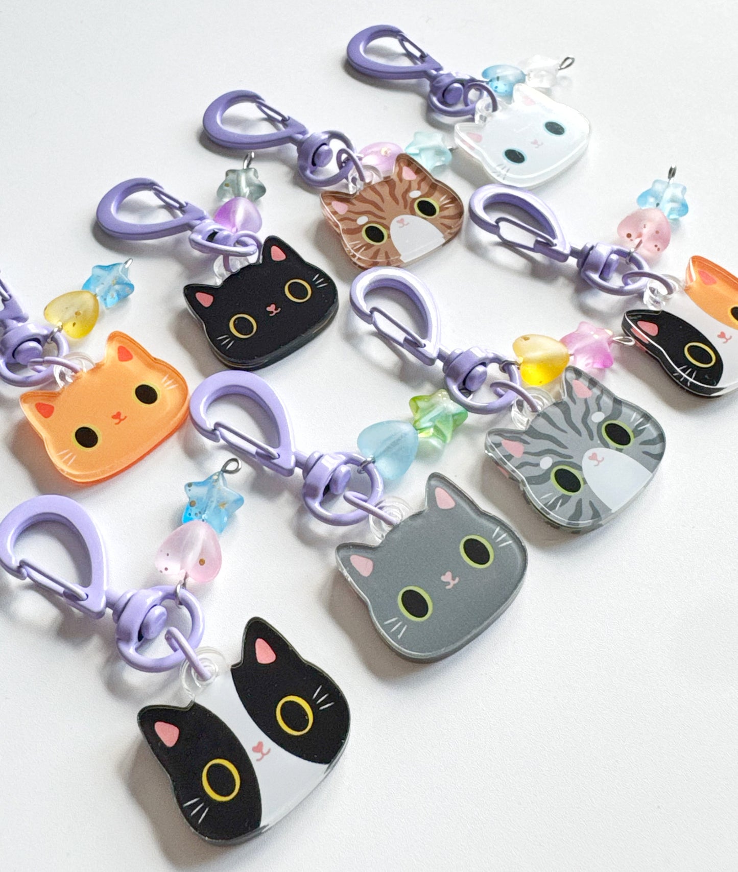 Cute Cat Journal Charm | Kitty Planner Dangle & Clip-On Keychain for Notebooks & Planners