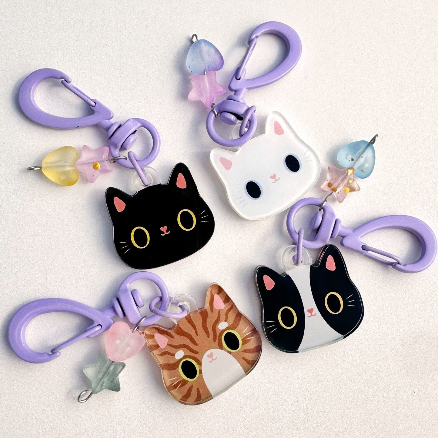 Cute Cat Journal Charm | Kitty Planner Dangle & Clip-On Keychain for Notebooks & Planners