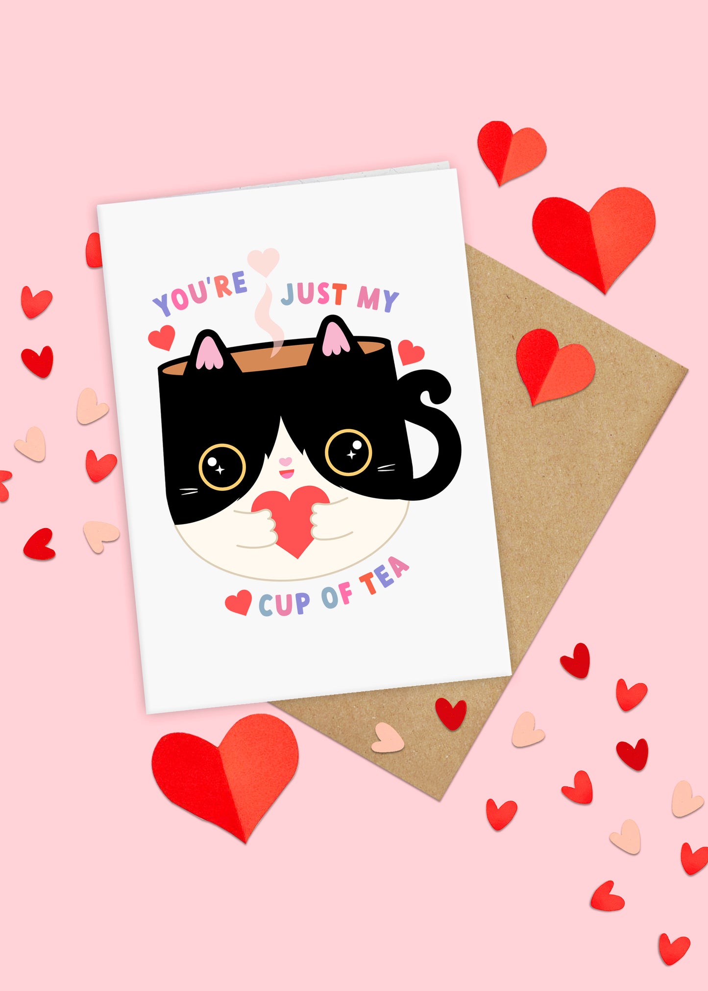 Just my Cup of Tea Cat Valentines Card- cat lover valentines