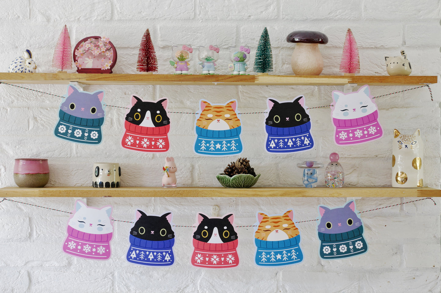Cozy Cats Christmas Bunting – Cute Cat Garland Decoration
