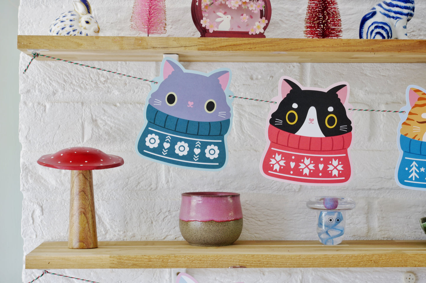 Cozy Cats Christmas Bunting – Cute Cat Garland Decoration