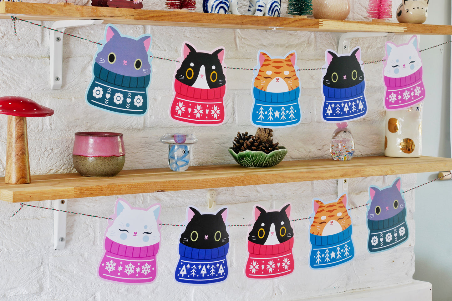 Cozy Cats Christmas Bunting – Cute Cat Garland Decoration
