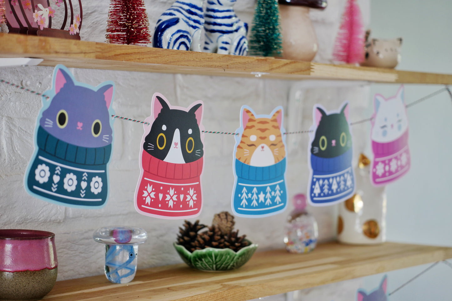 Cozy Cats Christmas Bunting – Cute Cat Garland Decoration